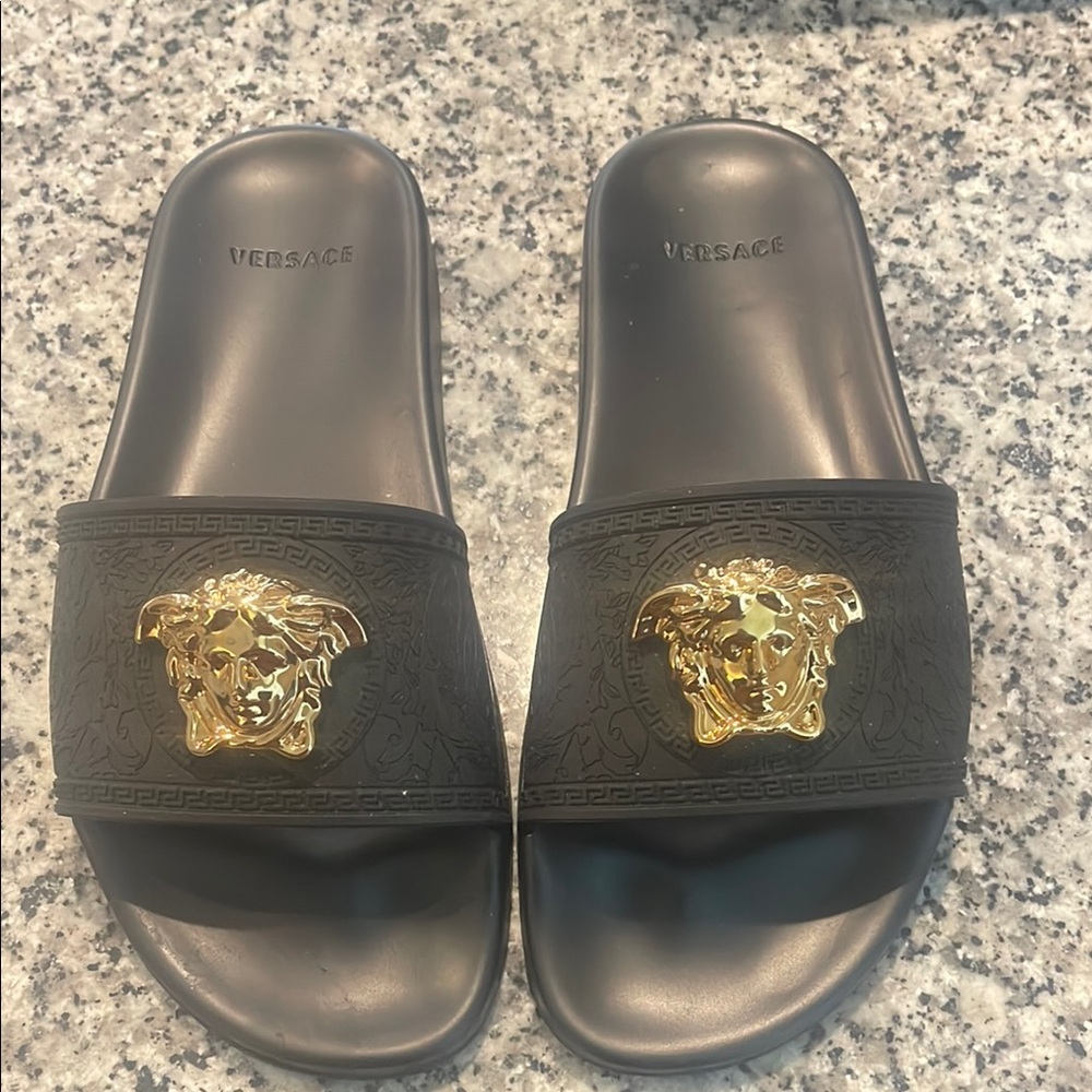 Versace Black and Gold Slides